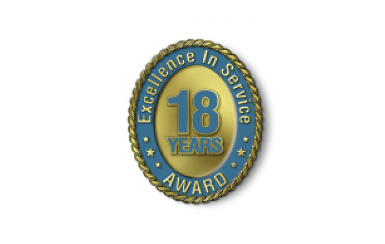 Excellence in Service - 18 Year Award
